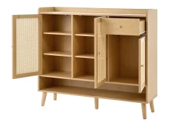 Sapateira natural com 3 portas em verga e 1 gaveta, puxador em metal 120x35x106cm