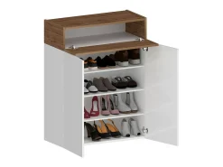Sapateira Oliviero, Sapateira com 3 portas,Armário de entrada multifuncional, 76x38h100 cm, Branco e Carvalho