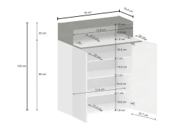 Sapateira Oliviero, Sapateira com 3 portas,Armário de entrada multifuncional, 76x38h100 cm, Branco e Carvalho