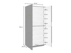 Sapateira Orfeo, Armário multiuso com 4 portas articuladas, Sapateira de entrada, 100% Fabricado na Itália, 81x38h167 cm, Cimento