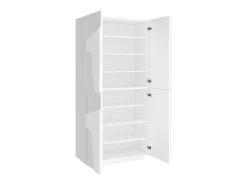 Sapateira Orfeo, Armário multiuso com 4 portas articuladas, Sapateira de entrada, 100% Fabricado na Itália, 81x38h167 cm, Branco brilhante