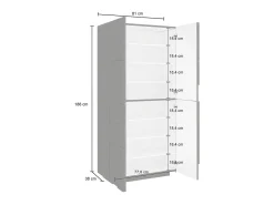 Sapateira Orfeo, Armário multiuso com 4 portas articuladas, Sapateira de entrada, 100% Fabricado na Itália, 81x38h167 cm, Branco brilhante