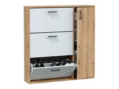 Sapateira para Corredor 4 Portas, Capacidade 24 Pares Carvalho Nodi/Branco 105x112x24 cm