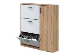 Sapateira para Corredor 4 Portas, Capacidade 24 Pares Carvalho Nodi/Branco 105x112x24 cm
