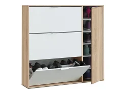 Sapateira para corredor de classe Branco/Carvalho 115x106x22 cm