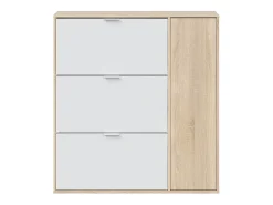 Sapateira para corredor de classe Branco/Carvalho 115x106x22 cm
