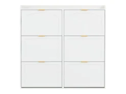 Sapateira para hall de entrada - 120 x 23 x 118 cm - com 6 compartimentos dobráveis - MDF + aglomerado - branca