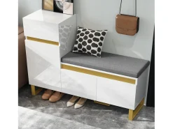 Sapateira para hall de entrada - 120 x 35 x 85 cm - com 2 portas + 1 gaveta + banco - MDF - branca