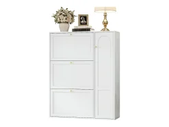 Sapateira para hall de entrada/sala de estar - 90 x 25 x 114 cm - com 3 compartimentos + 1 porta - MDF + aglomerado - branca
