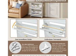 Sapateira para hall de entrada - 70 x 30 x 120 cm - com 3 portas basculantes - MDF - branca