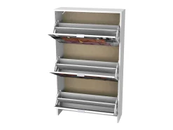 Sapateira para malas 3 portas com estampa branca moderna 117x60x24 cm