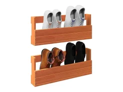 Sapateira parede 2 pcs 59x8,5x23,5cm pinho maciço castanho cera PT160736