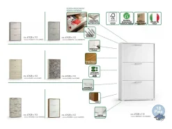 Sapateira Peonia, Móvel de entrada multiuso com 3 portas sanfonadas, Sapateira de dupla profundidade, 100% Fabricado na Itália, 67x28h112 cm, Branco