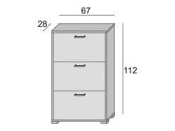 Sapateira Peonia, Móvel de entrada multiuso com 3 portas sanfonadas, Sapateira de dupla profundidade, 100% Fabricado na Itália, 67x28h112 cm, Olmo