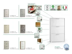 Sapateira Peonia, Móvel de entrada multiuso com 3 portas sanfonadas, Sapateira de dupla profundidade, 100% Fabricado na Itália, 67x28h112 cm, Lariço