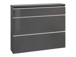 Sapateira Piero, Armário multiuso com 2 portas e 1 porta basculante, Sapateira de entrada, 100% Fabricado na Itália, 120x27h108 cm, Antracite brilhante