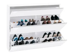 Sapateira Piero, Armário multiuso com 2 portas e 1 porta basculante, Sapateira de entrada, 100% Fabricado na Itália, 120x27h108 cm, Branco brilhante