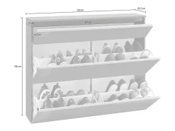 Sapateira Piero, Armário multiuso com 2 portas e 1 porta basculante, Sapateira de entrada, 100% Fabricado na Itália, 120x27h108 cm, Branco brilhante