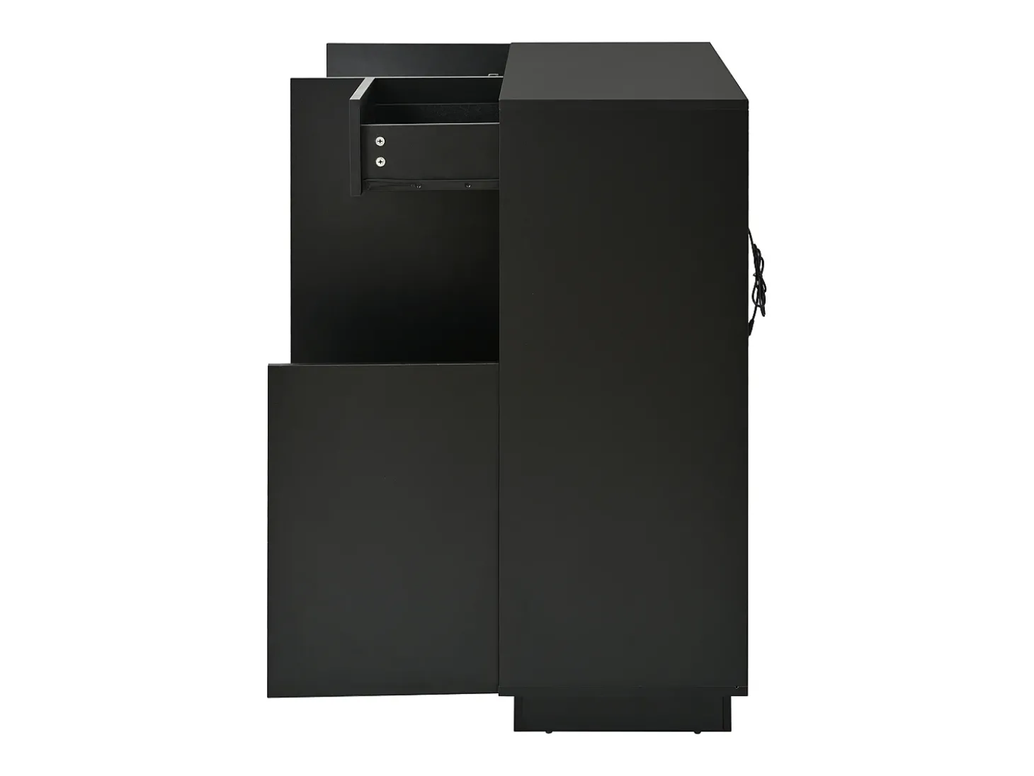 Sapateira preta com iluminação LED - Sapateira com 3 portas e 1 gaveta - prateleiras ajustáveis