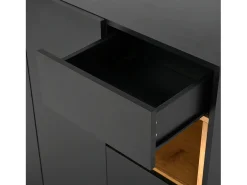 Sapateira preta com iluminação LED - Sapateira com 3 portas e 1 gaveta - prateleiras ajustáveis