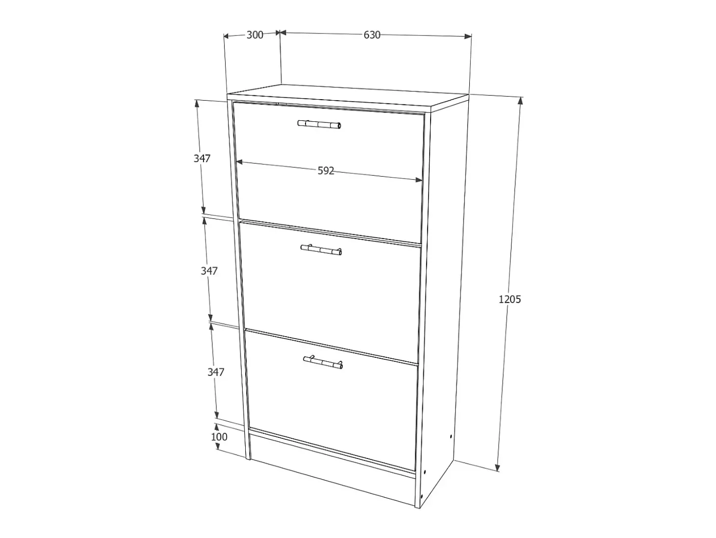 Sapateira Rin, 3 portas, carvalho Sonoma, 63 x 30 x 120 cm