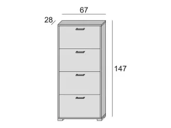 Sapateira rosa, Móvel de entrada multiuso com 4 portas sanfonadas, Sapateira de dupla profundidade, 100% Fabricado na Itália, 67x28h147 cm, Lariço