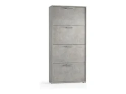 Sapateira Rosa, Móvel de entrada multiuso com 4 portas sanfonadas, Sapateira de dupla profundidade, 100% Fabricado na Itália, 67x28h147 cm, Cimento