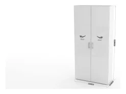 Sapateira Simone, Armário multiuso com 2 portas e prateleiras internas, Sapateira de entrada, 100% Fabricado na Itália, 91x33h190 cm, Branco brilhante