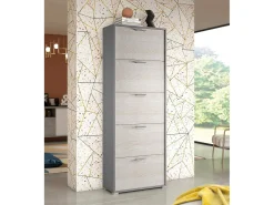 Sapateira Surfinia, Móvel de entrada multiuso com 5 portas sanfonadas, Sapateira de dupla profundidade, 100% Fabricado na Itália, 67x28h183 cm, Larício