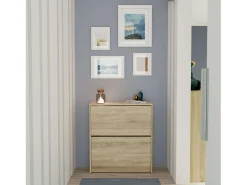 Sapateira Tibete de 2 portas, suspensa para hall, carvalho cambriano, 82x74x25 cm