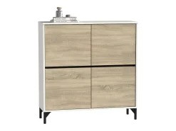 Sapateira Tokio 4 Portas 5 Prateleiras Carvalho Branco Fosco 101 cm