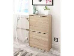 Sapateira Valdosta, Sapateira economizadora de espaço com 2 portas, Sapateira de entrada, Armário sapateira, 50x22h76 cm, Carvalho
