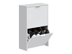 Sapateira Valdosta, Sapateira economizadora de espaço com 2 portas, Sapateira de entrada, Armário sapateira, 50x22h76 cm, Branco