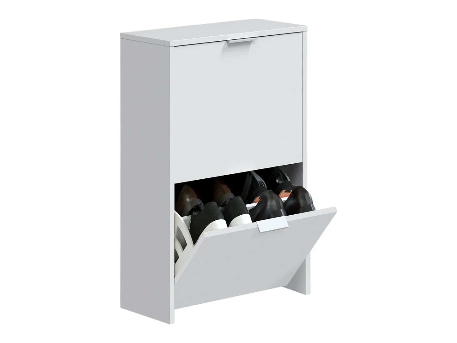 Sapateira Valdosta, Sapateira economizadora de espaço com 2 portas, Sapateira de entrada, Armário sapateira, 50x22h76 cm, Branco