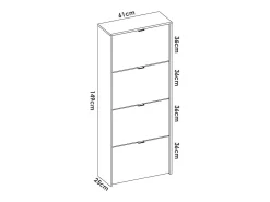 Sapateira Vettore, sapateira de entrada que economiza espaço, sapateira com 4 portas dobráveis, 61x25h149 cm, carvalho