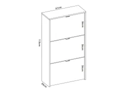 Sapateira Vignole, sapateira de entrada que economiza espaço, sapateira com 3 portas dobráveis, 61x25h113 cm, Branco