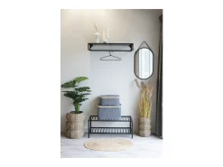 Sapateira Vita, Preto, 34x79x32 cm, Kendra Home
