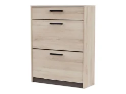 Sapateira Watson com 2 portas dobráveis em preto Waterford e carvalho Kronberge, 79,6 x 102,4 x 29,4 cm