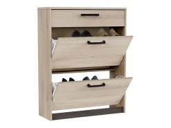 Sapateira Watson com 2 portas dobráveis ​​em preto Waterford e carvalho Kronberge, 79,6 x 102,4 x 29,4 cm