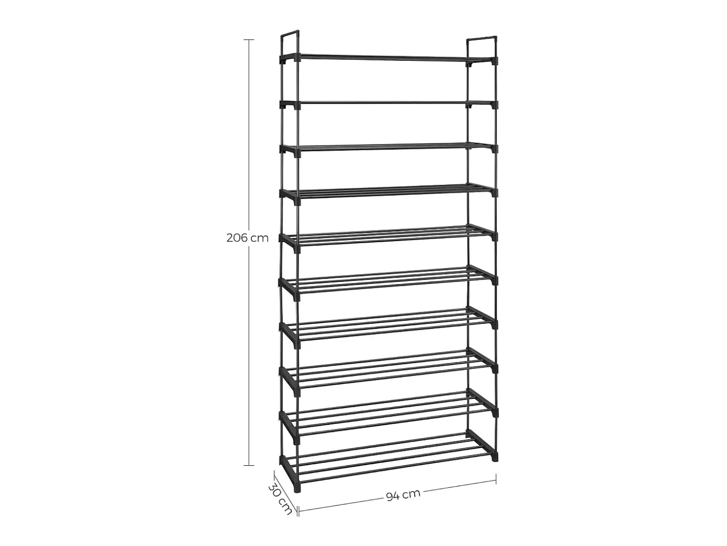 Sapateira 30x94x206 cm Preto
