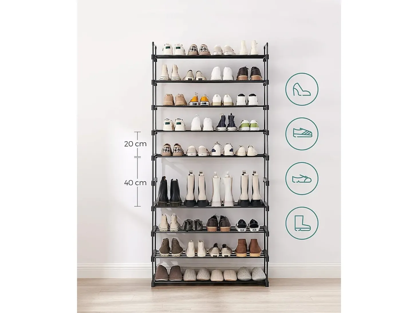 Sapateira 30x94x206 cm Preto