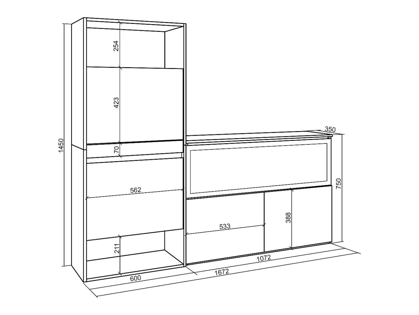Sapateira, 167x35x145cm, Para quarto, dormitório, Lareira eléctrica XXL, Cimento