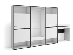 Sapateira, 250x35x145cm, Para quarto, dormitório, Roupeiro aberto, Toucador, Branco