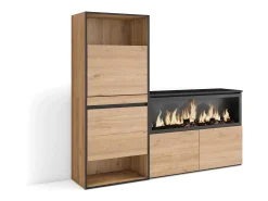 Sapateira, 167x35x145cm, Para quarto, dormitório, Lareira eléctrica XXL, Carvalho