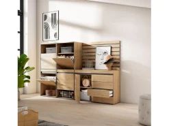 Sapateira, 227x35x145cm, Para quarto, dormitório, Cómoda, Tiras Deco. Madeira, Carvalho