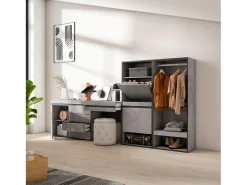 Sapateira, 297x35x145cm, Para quarto, dormitório, Roupeiro aberto, Cómoda, Toucador, Cimento