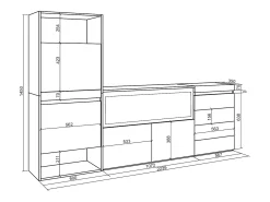 Sapateira, 224x35x145cm, Para quarto, dormitório, Lareira eléctrica XXL, Cómoda, Branco