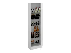 Sapateira Zevola, Sapateira de entrada que economiza espaço, Sapateira com 1 porta espelhada, 50x27h186 cm, Branco