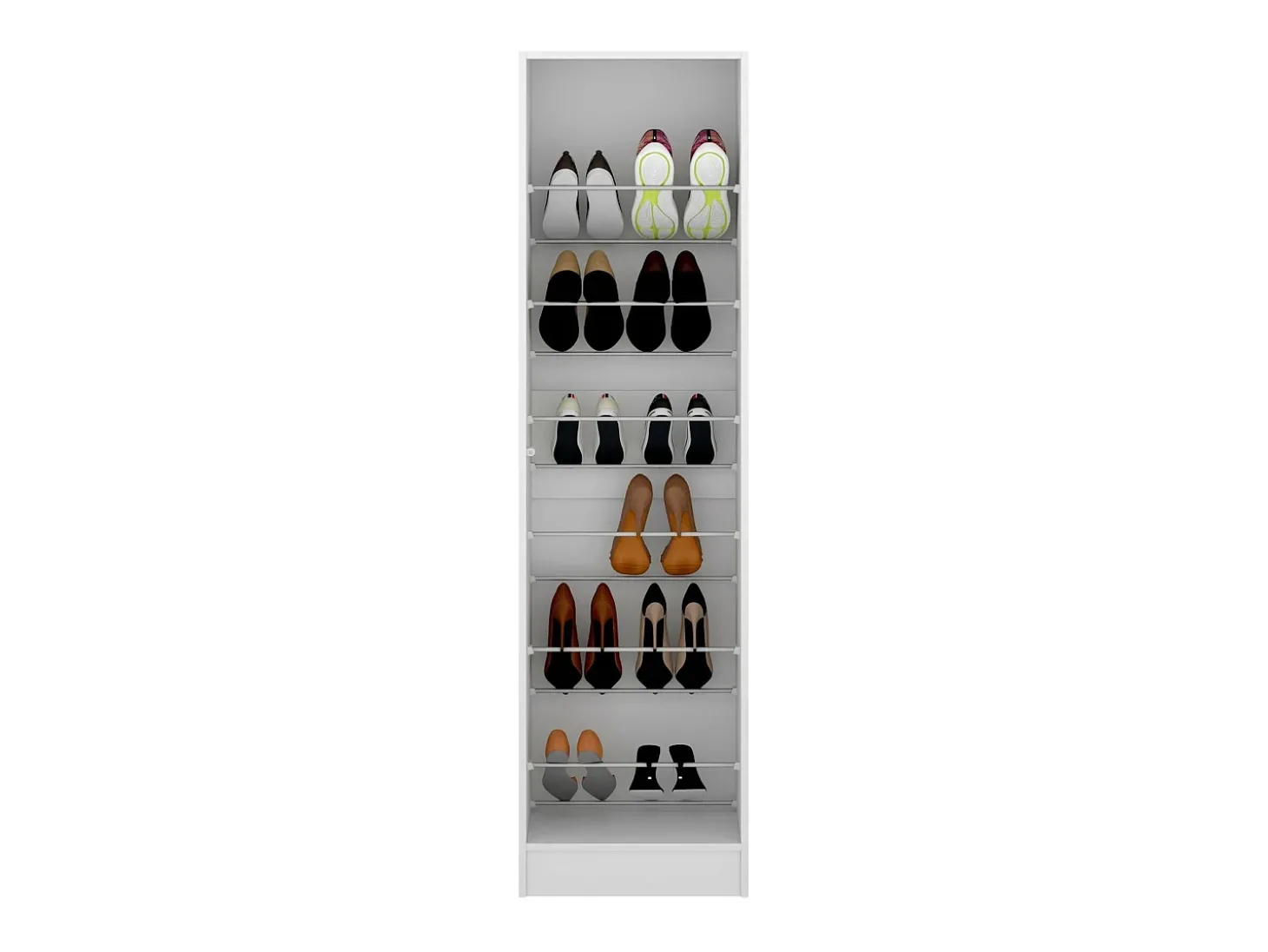 Sapateira Zevola, Sapateira de entrada que economiza espaço, Sapateira com 1 porta espelhada, 50x27h186 cm, Branco