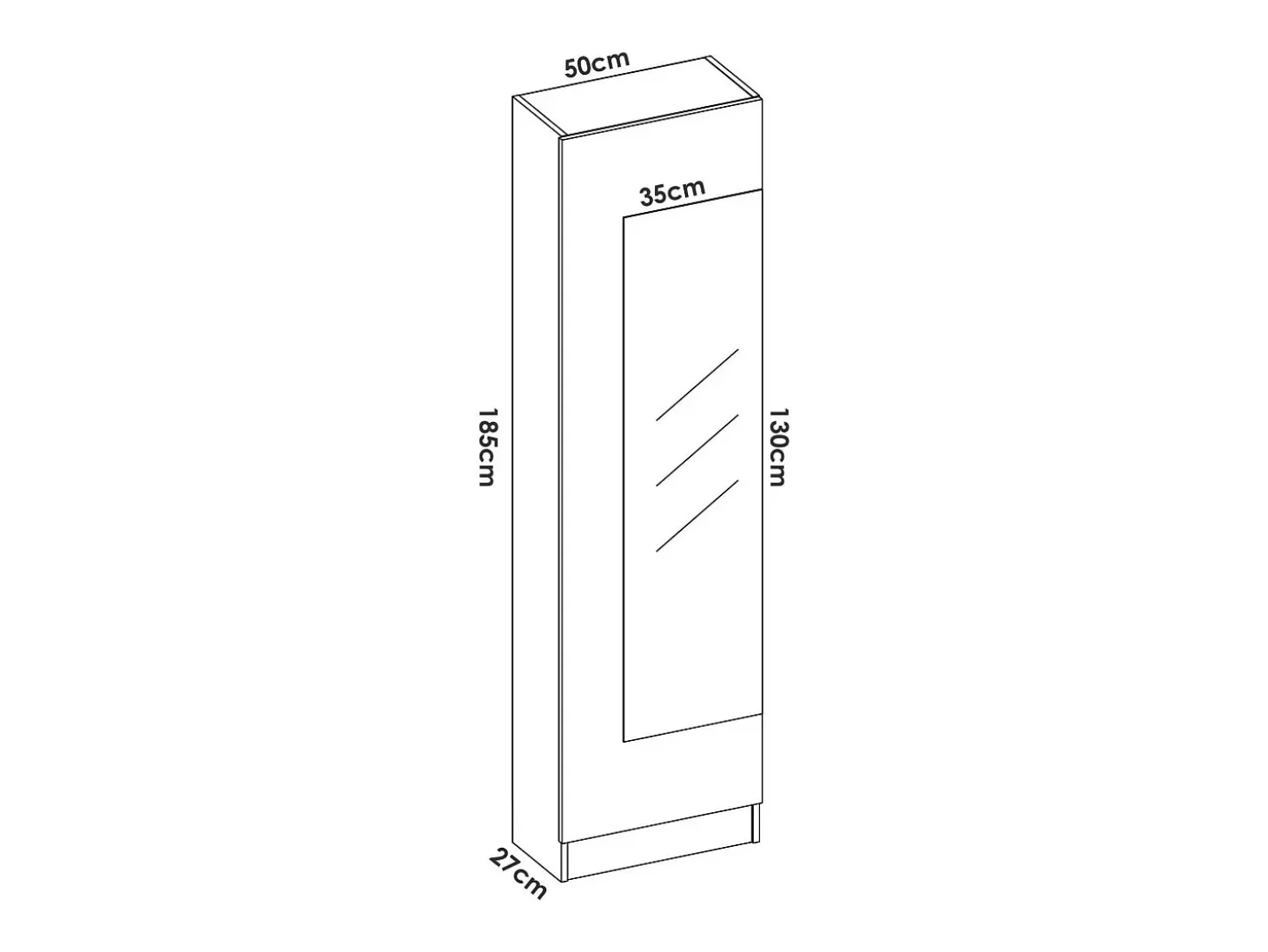 Sapateira Zevola, Sapateira de entrada que economiza espaço, Sapateira com 1 porta espelhada, 50x27h186 cm, Branco